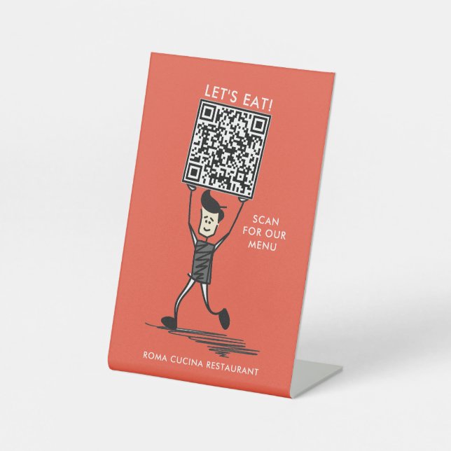 Lasst uns QR-Code essen Sockelschild (Vorderseite)