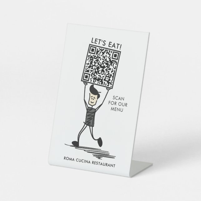 Lasst uns QR-Code essen Sockelschild (Vorderseite)