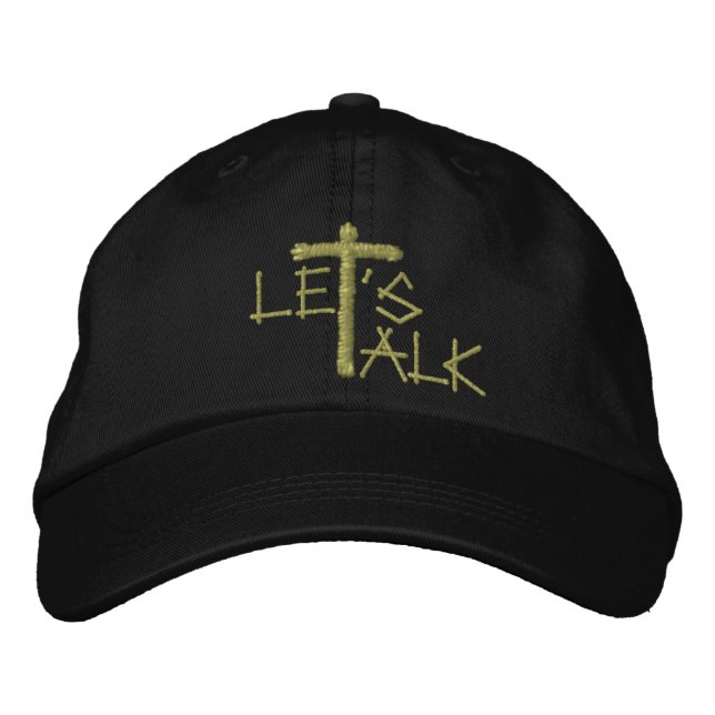 Lasst uns reden (Jesus) Bestickte Baseballkappe (Vorderseite)
