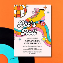 Lasst uns Retro-Roller-Skating-Mädchen-Geburtstag 