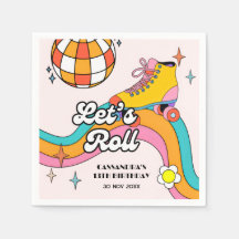 Lasst uns Retro-Roller-Skating-Mädchen-Geburtstag 