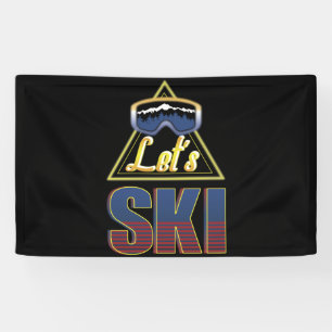 Lasst uns Retro-Ski fahren Vintage-Ski-Kostüm 80er Banner