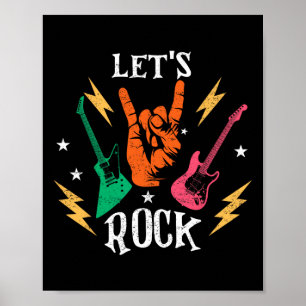 Lasst uns Rock Daddy Papa Gitarre Gitarrist Rock N Poster
