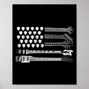 Lasst uns Rock Rock N Roll Gitarre Retro Usa Flagg Poster