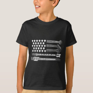 Lasst uns Rock Rock N Roll Gitarre Retro Usa Flagg T-Shirt