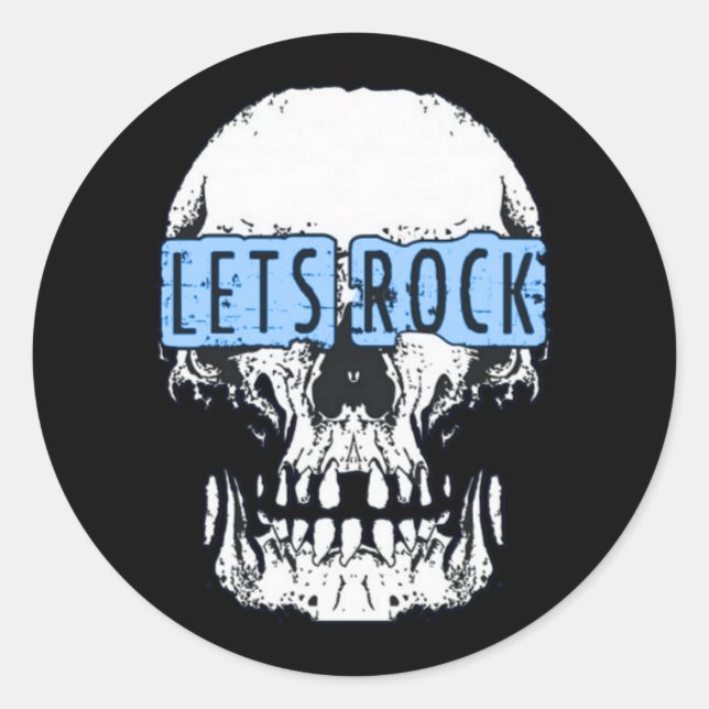 Lasst uns Rock Skull Runder Aufkleber (Vorderseite)