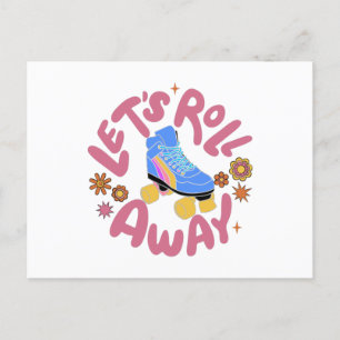 Lasst uns Roller-Skate wegrollen Postkarte