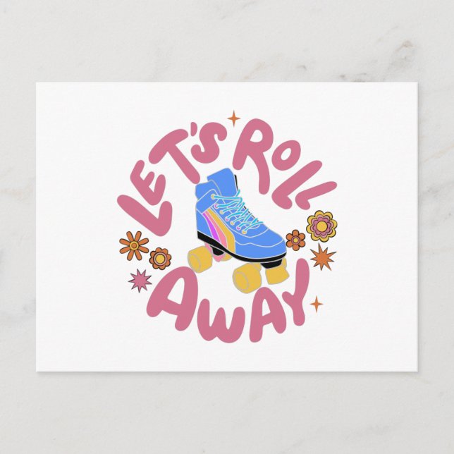Lasst uns Roller-Skate wegrollen Postkarte (Vorderseite)