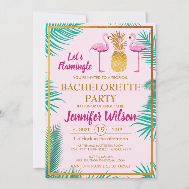Lasst uns rosa Ananas Ananas Bachelorette Custom Einladung (Vorderseite)
