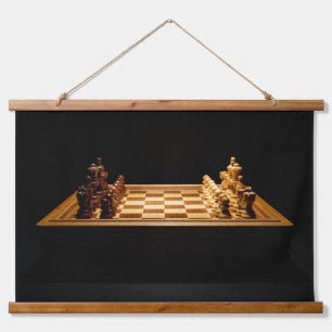 Lasst uns Schach spielen Wandteppich Mit Holzrahmen