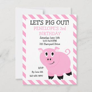 Lasst uns Schweinchen zum Geburtstag einladen Einladung