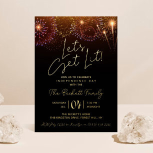 Lasst uns sehen 4. Juli Party Real Folieneinladung