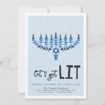 Lasst uns sehen | Hanukkah-Party Einladung