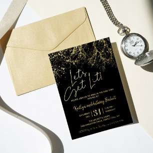 Lasst uns sehen   Silvester Party real Folieneinladung