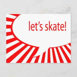 Lasst uns Skate! Cartoon-Sprechblase Postkarte