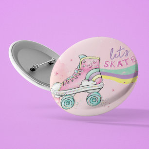 Lasst uns Skate l Rainbow Retro Groovy Roll Button