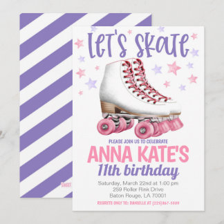Lasst uns Skate Roller Skaten Geburtstag Einladung
