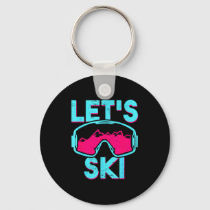 Lasst uns Ski fahren, Retro-Skibrille vintage 80er Schlüsselanhänger