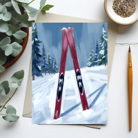 Lasst uns Ski fahren | Winter Skier Wasserfarbenma