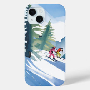Lasst uns Ski fahren Winter Wasserfarbe Case-Mate iPhone Hülle