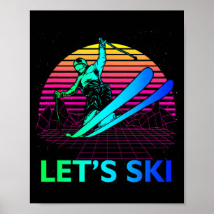 Lasst uns skifahren bunte vintage 90er 80er ski wi poster