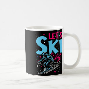 Lasst uns Skifahren, Retro-Ski-Vintage-Ski-Outfit Kaffeetasse