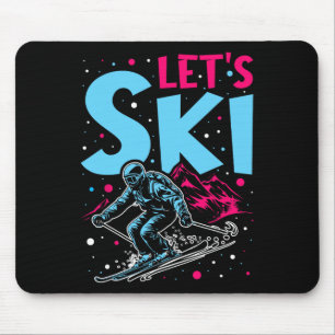 Lasst uns Skifahren, Retro-Ski-Vintage-Ski-Outfit Mousepad