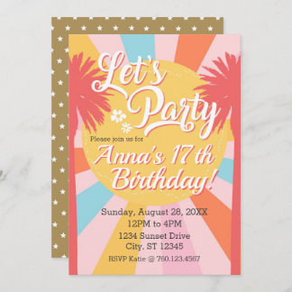 Lasst uns Sonnenscheinpalmen zum Geburtstag einlad Einladung