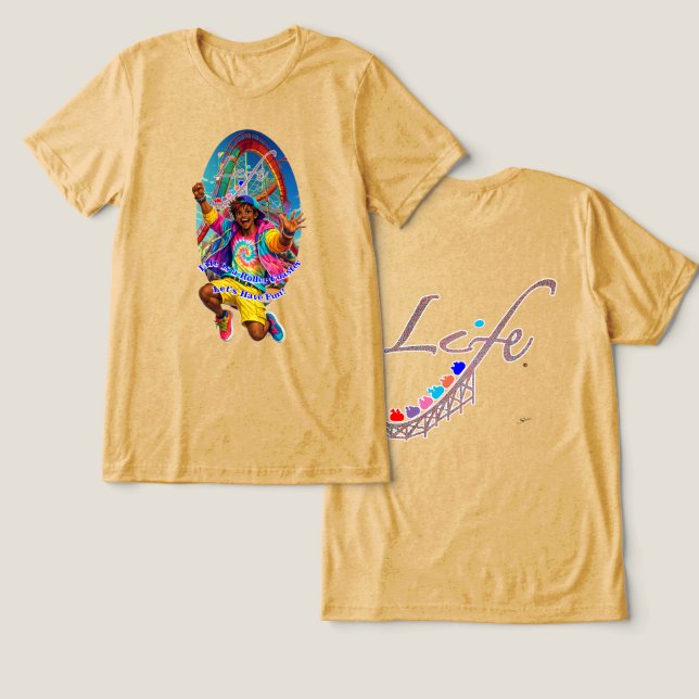 Lasst uns Spaß haben! Tri-Blend Shirt (Design Vorderseite & Rückseite)