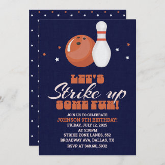 Lasst uns Spaß machen! Bowling Birthday Einladung