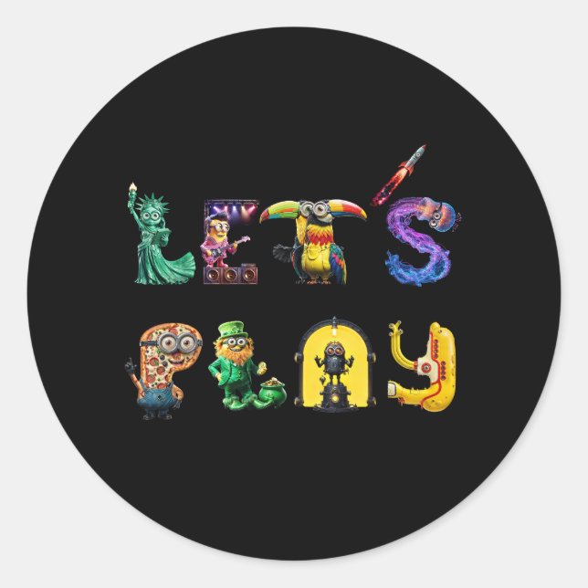 Lasst uns spielen runder aufkleber (Vorderseite)