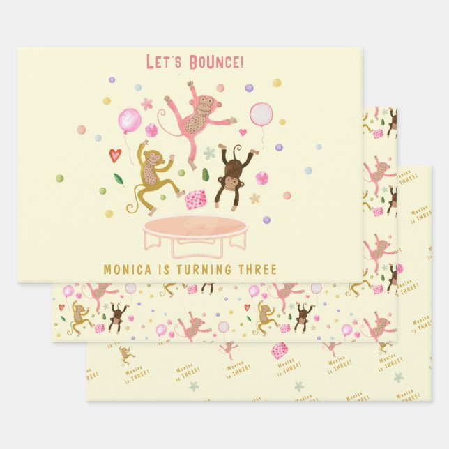 Lasst uns springende Affen-Kindergeburtstag aufpra Geschenkpapier Set (Set)