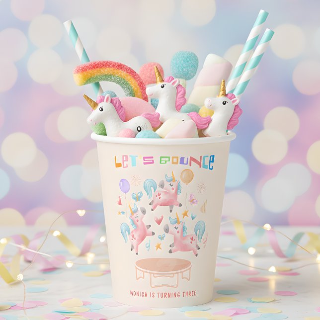 Lasst uns springende Einhörner-Kindergeburtstag sp Pappbecher (Von Creator hochgeladen)