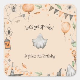 Lasst uns spucken! Spooktacular-Kindergeburtstag-P Quadratischer Aufkleber