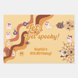 Lasst uns spukhaften halloween Retro-Kindergeburts Geschenkpapier Set