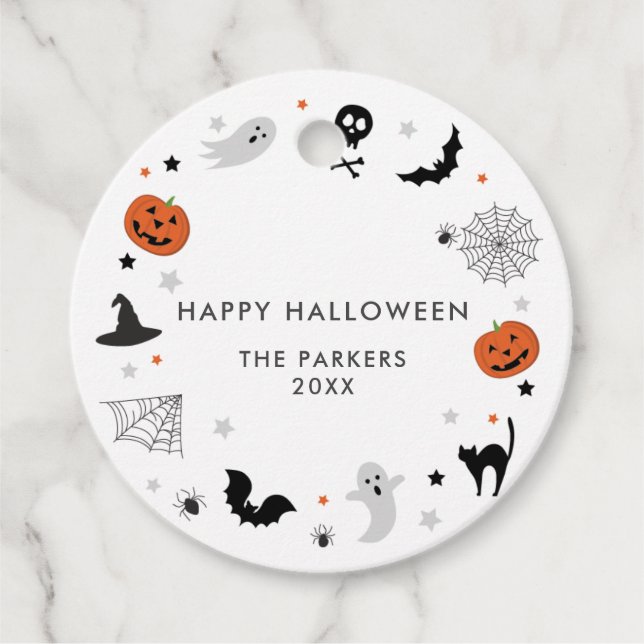 Lasst uns spukhaftes Halloween-Party weiß bekommen Geschenkanhänger (Vorderseite)