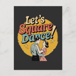 Lasst uns Square Dance machen Retro-Square-Dance-G Postkarte