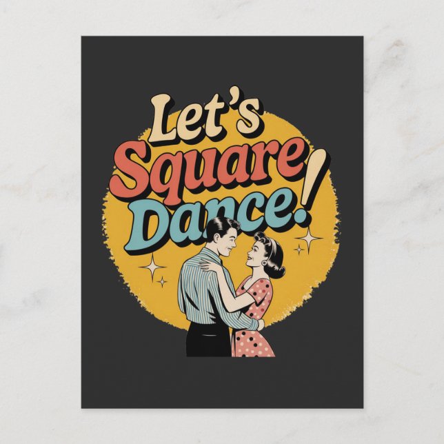 Lasst uns Square Dance machen Retro-Square-Dance-G Postkarte (Vorderseite)