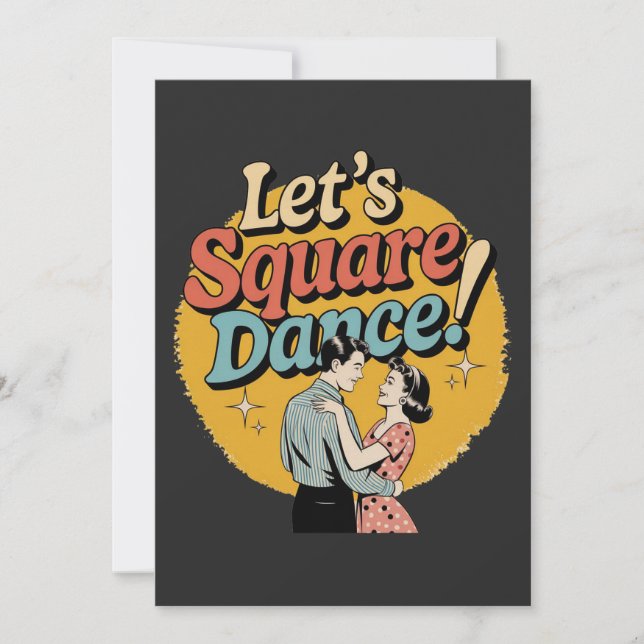 Lasst uns Square Dance Retro Square Dance-Geschenk Einladung (Vorderseite)