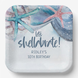 Lasst uns Starfish Muscheln zum Geburtstag schälen Pappteller