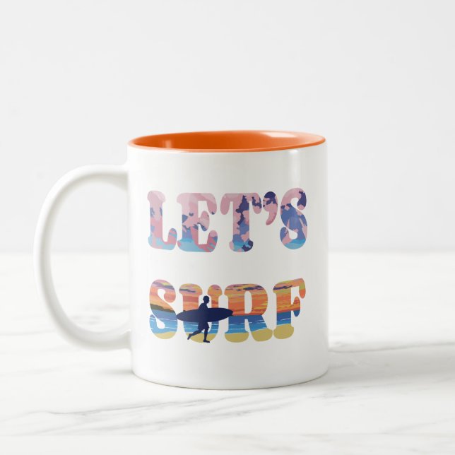 Lasst uns surfen zweifarbige tasse (Links)