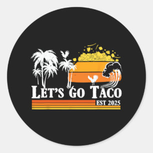 Lasst uns Taco Est 2025 Lustiger Retro-Golf von Ta Runder Aufkleber
