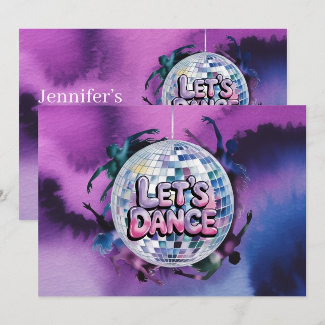 Lasst uns tanzen Geburtstagsfeier Bash Einladung (Vorne/Hinten)