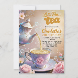 Lasst uns Tee trinken Teetasse & Teekanne Tee-Part Einladung