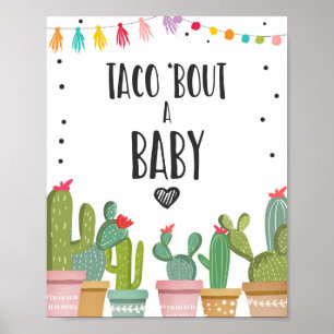 Lasst uns über ein Baby-Kaktus-Fiesta-Tischschild  Poster