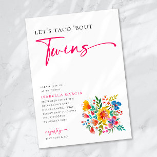 Lasst uns über Zwillinge taco'n Floral Fiesta Baby Einladung