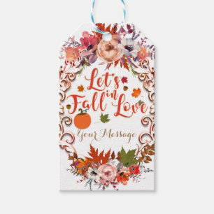 Lasst uns uns verlieben Herbstliche Blumen Hochzei Geschenkanhänger