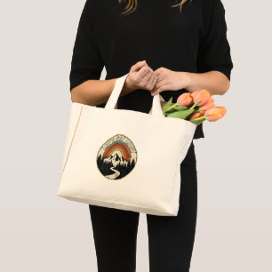 Lasst uns verlorene Retro-Bergabenteuer Outdoor Mini Stoffbeutel