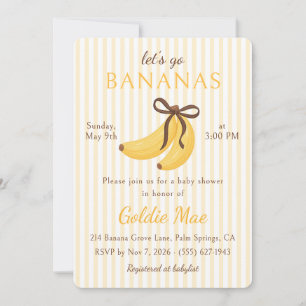 Lasst uns verrückt nach Bananen Baby Shower Braun Einladung