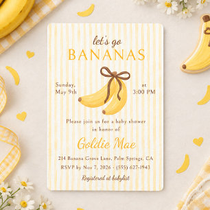 Lasst uns verrückt nach Bananen Baby Shower Braun Einladung